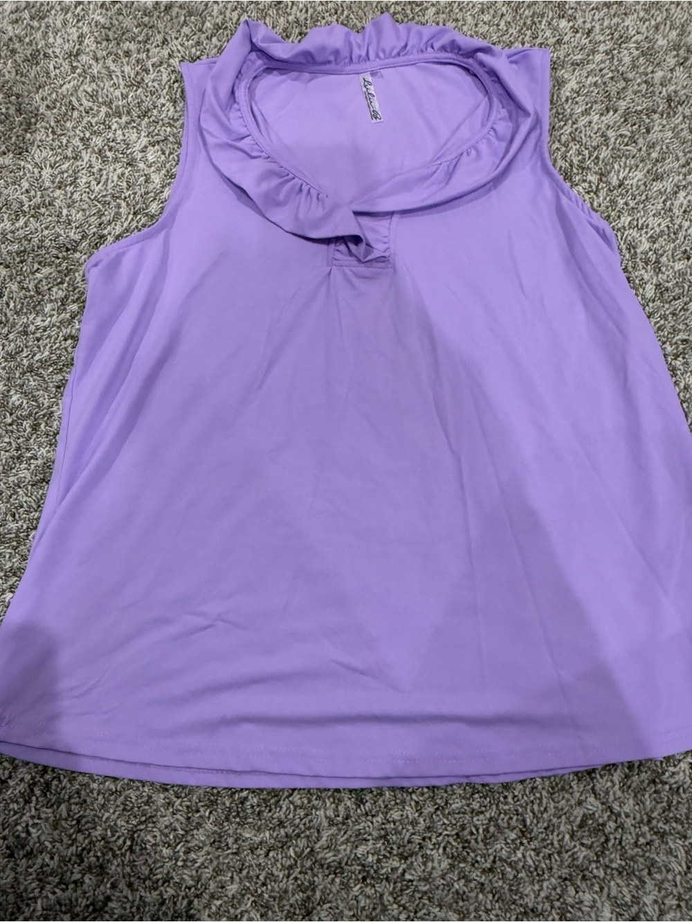 Lulu-B Lavender Sleeveless Ruffle Neck Tank